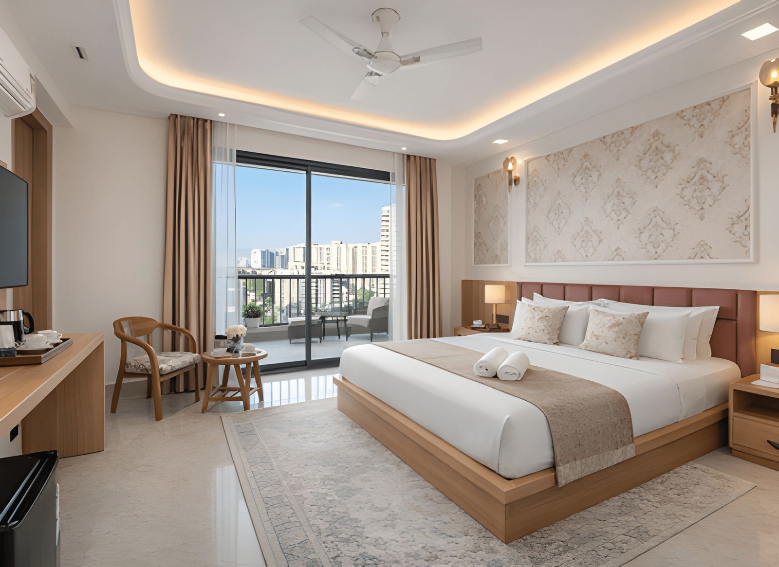 Executive Suite with private balcony at Qotel Signature Golf Course Road, Gurugram